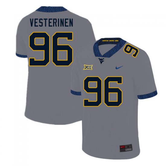 Men's West Virginia Mountaineers NCAA #96 Edward Vesterinen Gray Authentic Nike Stitched College Football Jersey FC15Z37QE